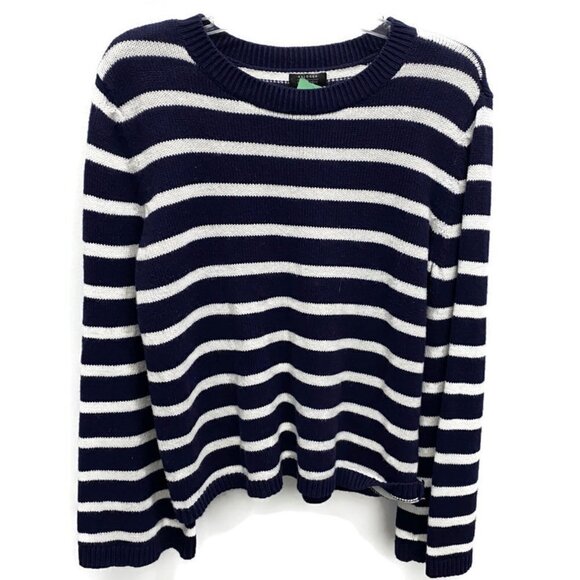 Halogen Navy & White Stripe Crewneck Sweater - Picture 1 of 2